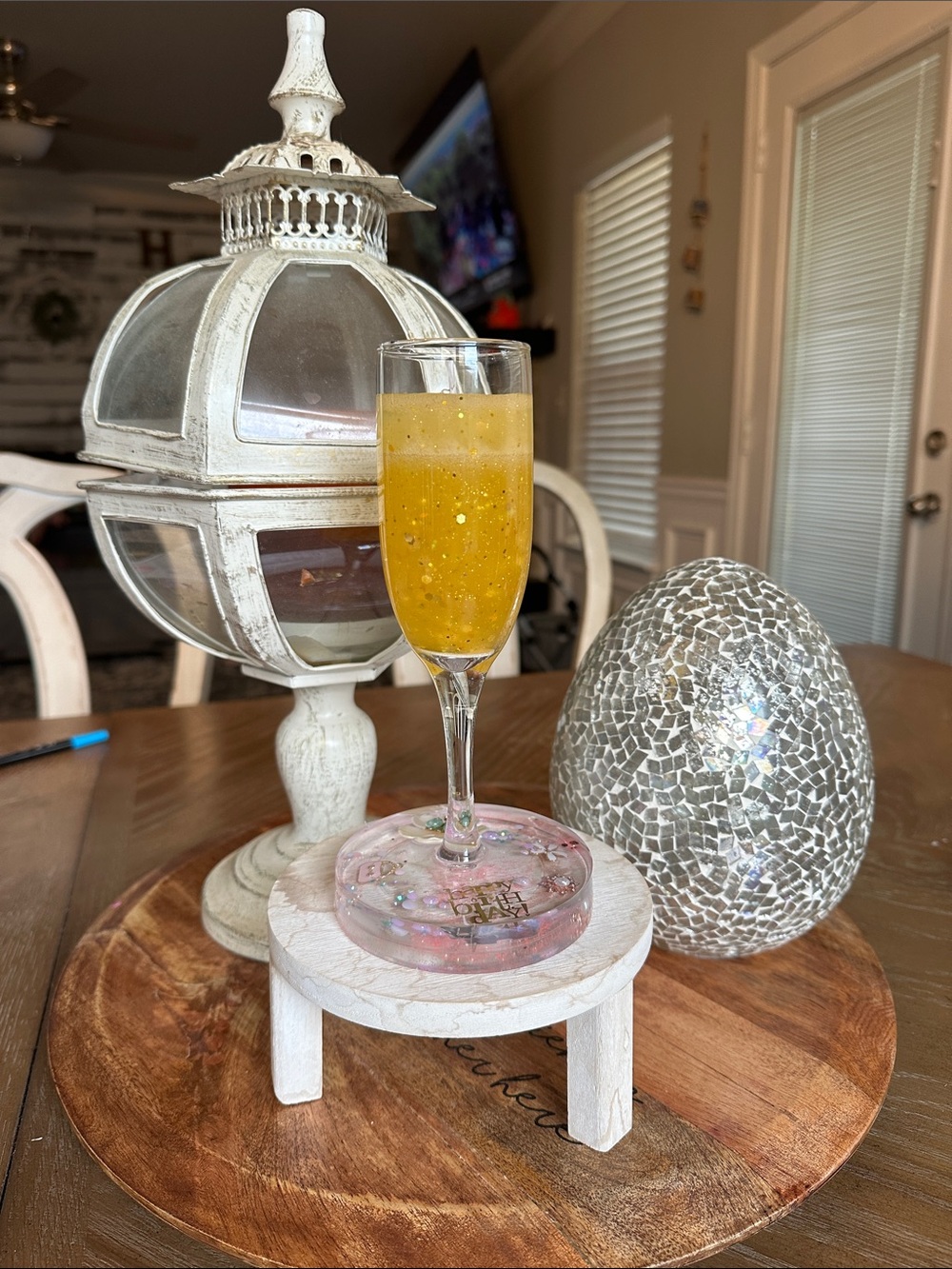🎉Birthday🎉Glass Champagne Flute gel wax candle-vanilla coconut